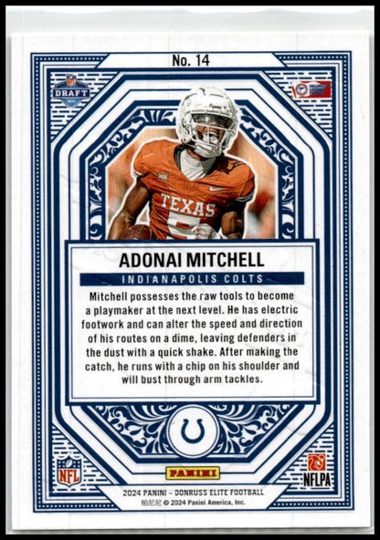 2024 Donruss Elite Rookie On Deck #14 Adonai Mitchell Indianapolis Colts