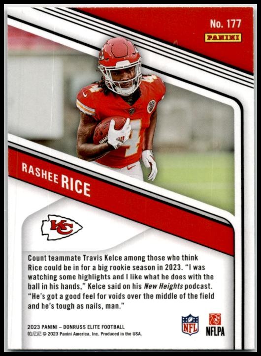 2023 Donruss Elite Green Disco #177 Rashee Rice Rookie Kansas City Chiefs