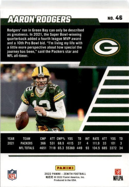 2022 Zenith Retail #46 Aaron Rodgers Green Bay Packers