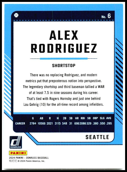 2024 Donruss #6 Alex Rodriguez Seattle Mariners