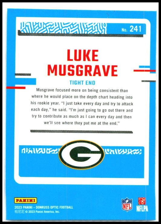 2023 Donruss Optic #241 Luke Musgrave Rookie Green Bay Packers