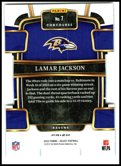 2023 Panini Select Red and Blue Prizms Die Cuts #7 Lamar Jackson Ravens
