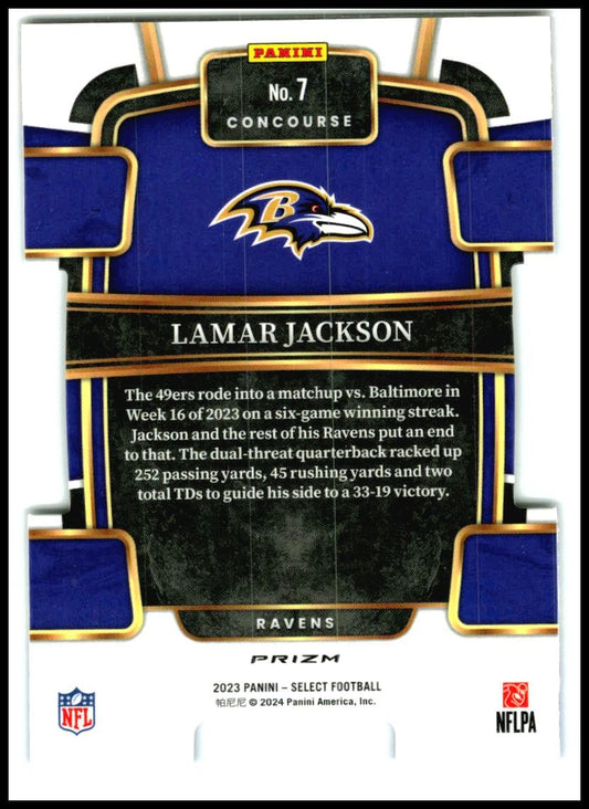 2023 Panini Select Red and Blue Prizms Die Cuts #7 Lamar Jackson Ravens