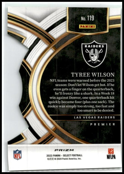 2023 Panini Select Neon Green Prizms Die Cuts #119 Tyree Wilson Rookie Raiders