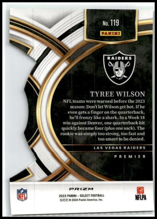 2023 Panini Select Neon Green Prizms Die Cuts #119 Tyree Wilson Rookie Raiders