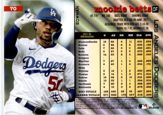 2022 Bowman Heritage #70 Mookie Betts Los Angeles Dodgers