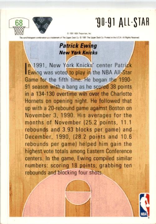 1991-92 Upper Deck #68 Patrick Ewing New York Knicks