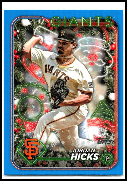 2024 Topps Holiday Holiday Tree Blue Metallic #H51 Jordan Hicks Giants