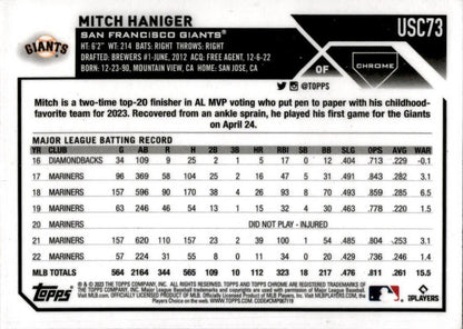 2023 Topps Update Pink #US108 Mitch Haniger San Francisco Giants