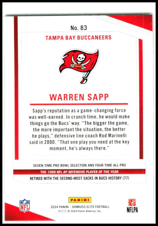 2024 Donruss Elite Razzle Dazzle #83 Warren Sapp Tampa Bay Buccaneers