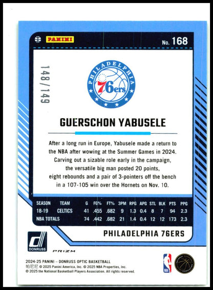 2024-25 Donruss Optic Green Shock #168 Guerschon Yabusele 76ers