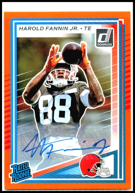 2025 Donruss Rated Rookies Auto Orange #373 Harold Fannin Jr. Rookie Auto Browns