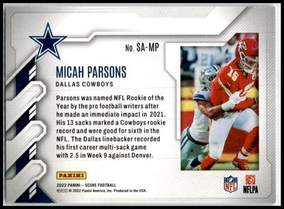2022 Score Sack Attack #SA-MP Micah Parsons Dallas Cowboys