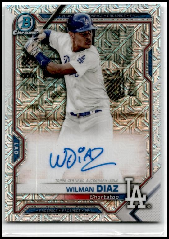2021 Bowman Chrome Auto Mojo Refractor #BCMA-WD Wilman Diaz Auto Dodgers
