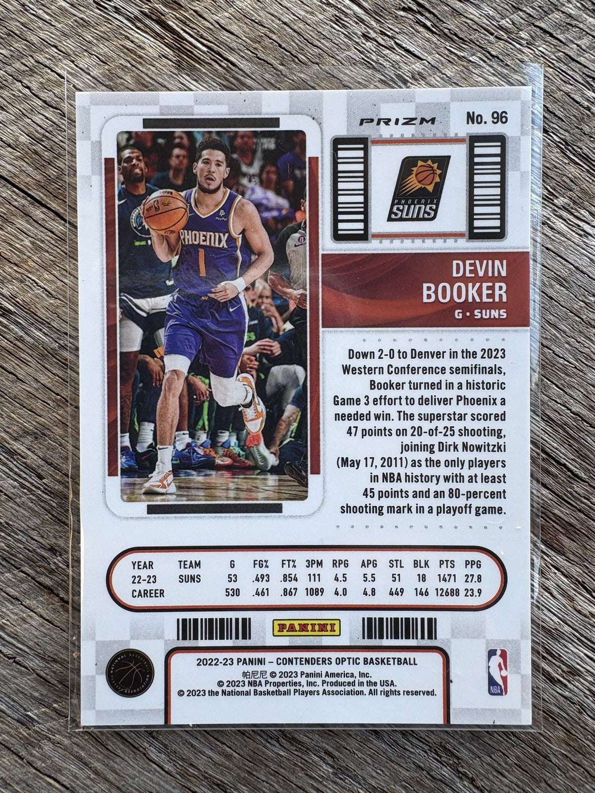 2022-23 Panini Contenders Optic Silver #96 Devin Booker Phoenix Suns