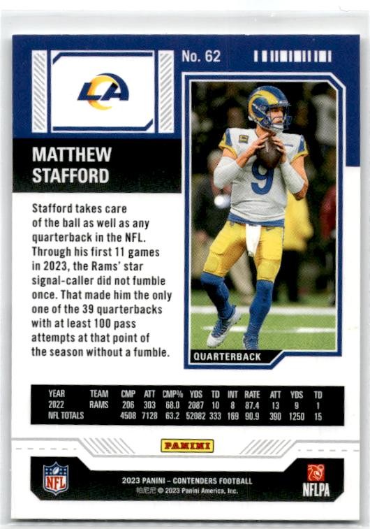 2023 Panini Contenders Game Ticket Red #62 Matthew Stafford Los Angeles Rams