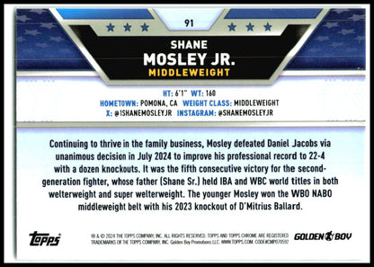 2024 Topps Chrome Bronze Refractor #91 Shane Mosley Jr. #/225