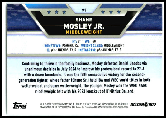 2024 Topps Chrome Bronze Refractor #91 Shane Mosley Jr. #/225