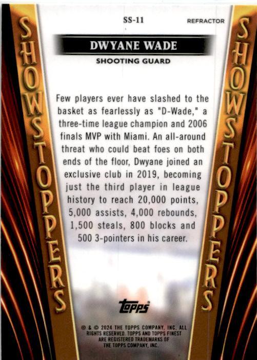 2023-24 Topps Finest Refractor Showstoppers #SS-11 Dwayne Wade Heat