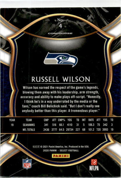 2020 Panini Select #4 Russell Wilson Seattle Seahawks