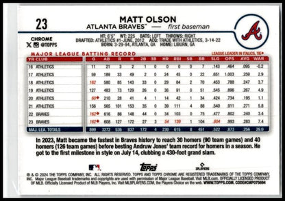 2024 Topps Chrome #23 Matt Olson Atlanta Braves