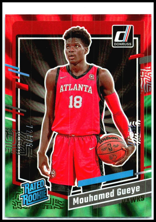 2023-24 Donruss Red and Green Laser Holo #243 Mouhamed Gueye Rookie Hawks