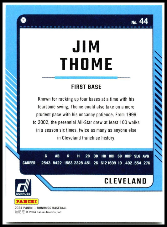 2024 Donruss #44 Jim Thome Cleveland Indians