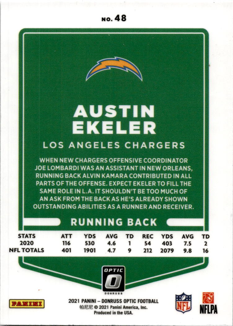 2021 Donruss Optic #48 Austin Ekeler Los Angeles Chargers