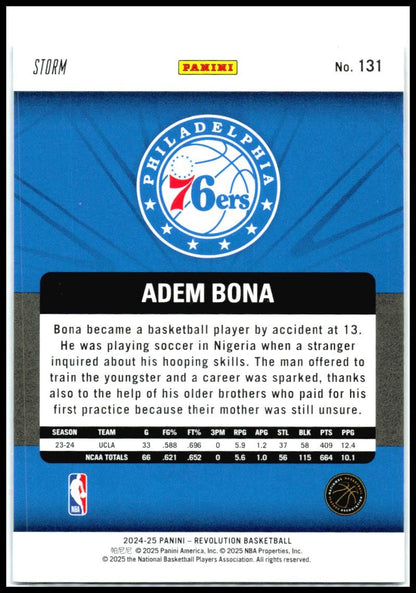 2024-25 Panini Revolution Blue Storm #131 Adem Bona Rookie Philadelphia 76ers