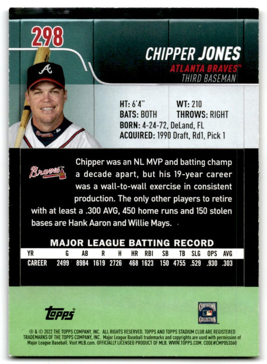 2022 Topps Stadium Club Chipper Jones Atlanta Braves #298