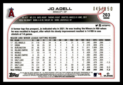 2022 Topps Chrome Magenta Speckle Refractor #203 Jo Adell 045/350