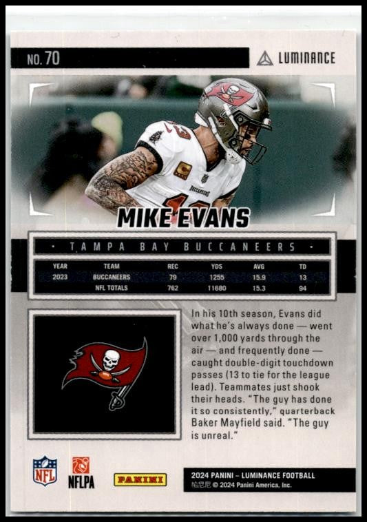 2024 Panini Luminance Teal #70 Mike Evans #/35 Tampa Bay Buccaneers