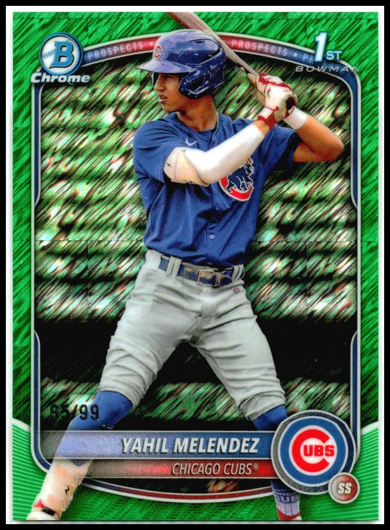 2025 Bowman Chrome Green Shimmer /99 #BCP-222 Yahil Melendez Cubs