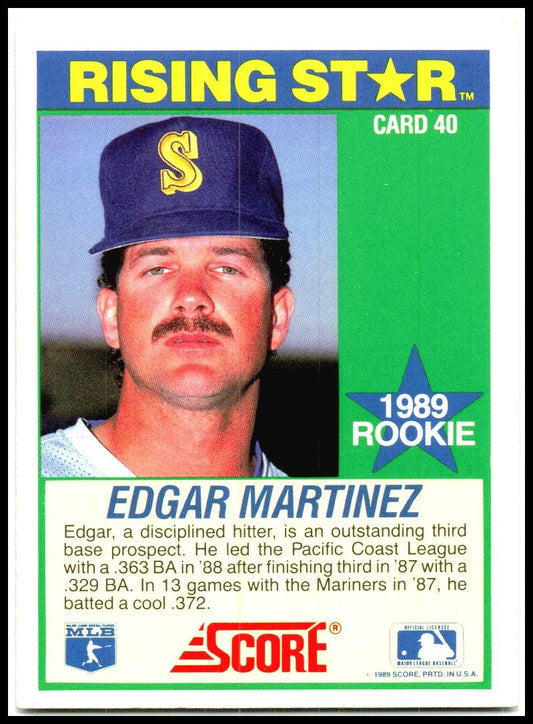 1989 Score Hottest 100 Rising Stars #40 Edgar Martinez Seattle Mariners