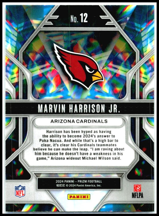 2024 Panini Prizm Prizmatic #12 Marvin Harrison Jr. Arizona Cardinals
