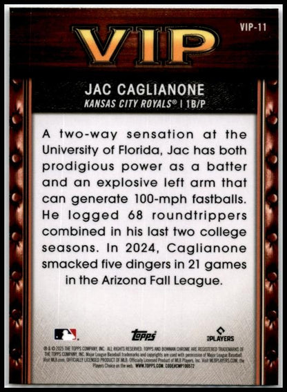 2025 Bowman VIPS #VIP-11 Jac Caglianone Royals
