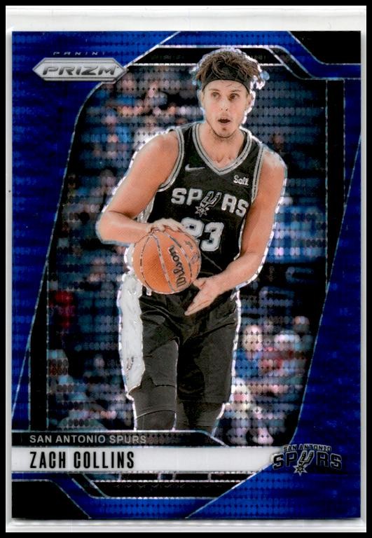 2024-25 Panini Prizm Prizms Blue Pulsar #197 Zach Collins #/99 San Antonio Spurs