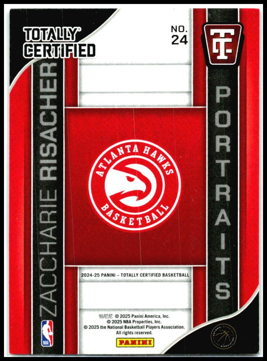 2024-25 Panini Totally Certified Portraits #24 Zaccharie Risacher Atlanta Hawks