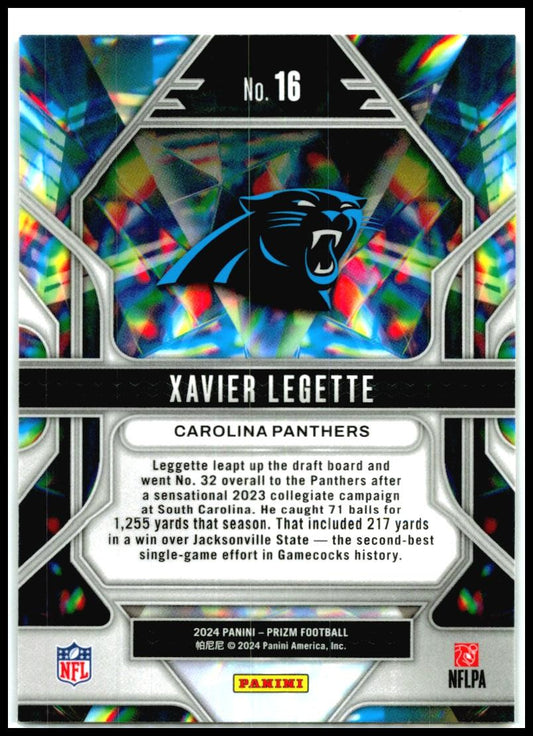 2024 Panini Prizm Prizmatic #16 Xavier Legette Carolina Panthers