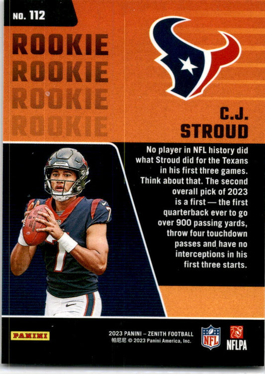 2023 Panini Zenith Red Zone #112 C.J. Stroud Houston Texans