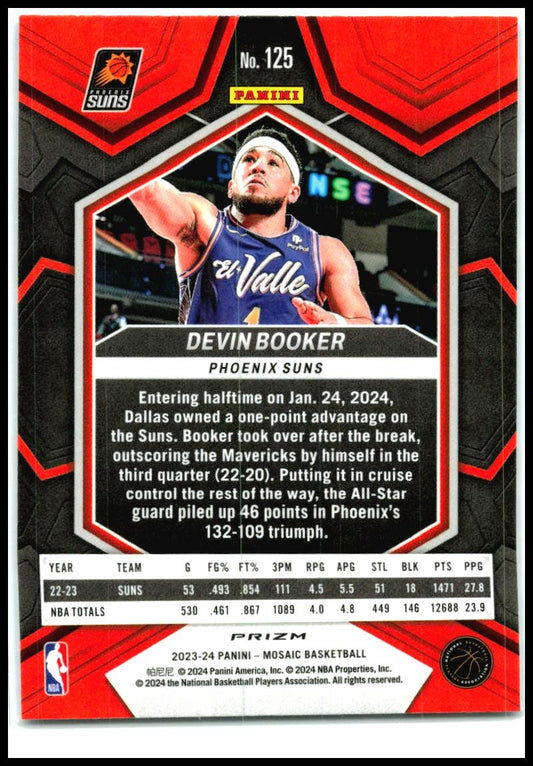 2023-24 Panini Mosaic Reactive Blue #125 Devin Booker Phoenix Suns