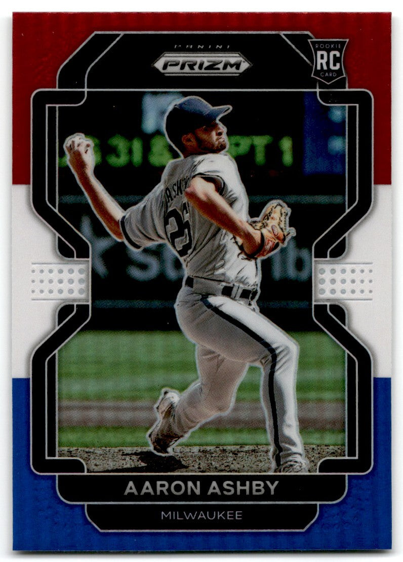 2022 Panini Prizm Red/White/Blue Aaron Ashby Milwaukee Brewers #49