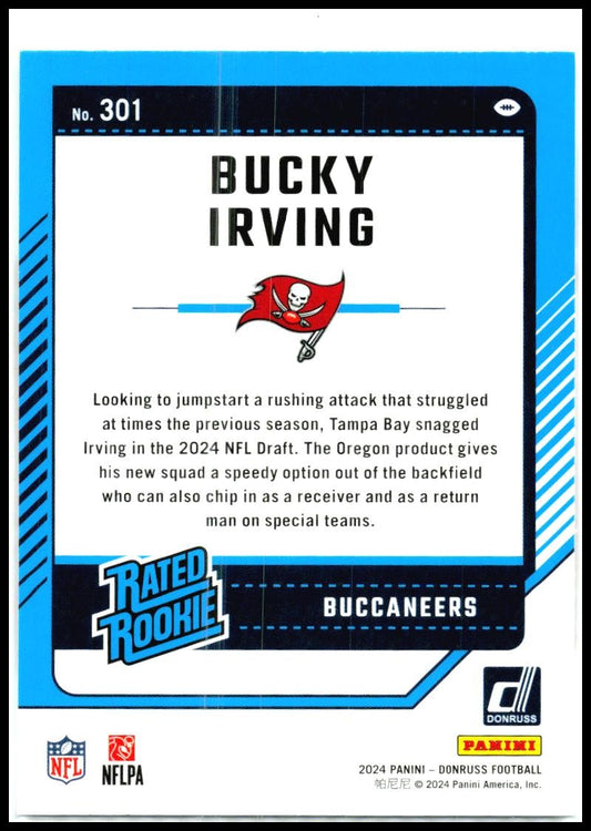 2024 Donruss #301 Bucky Irving Rookie Tampa Bay Buccaneers