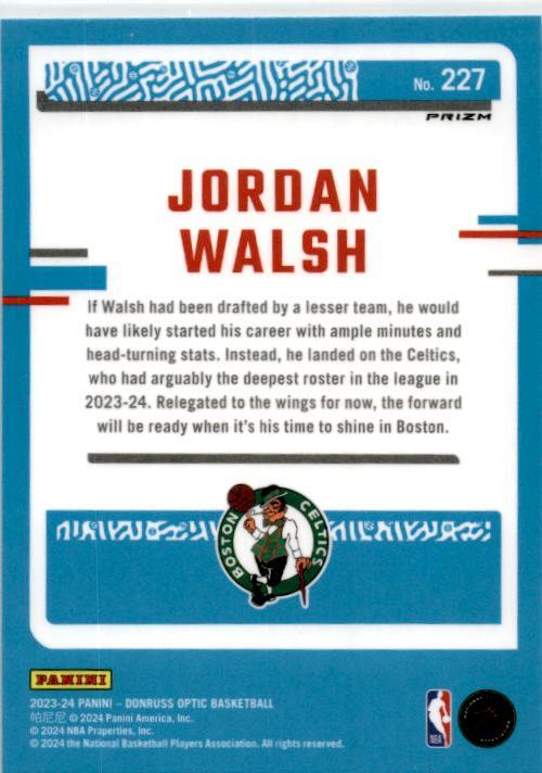 2023-24 Donruss Optic Holo #227 Jordan Walsh Rookie Boston Celtics