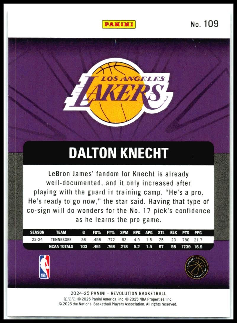 2024-25 Panini Revolution #109 Dalton Knecht Rookie Los Angeles Lakers