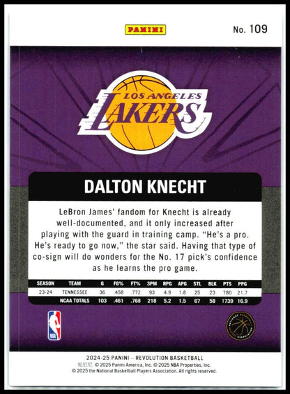 2024-25 Panini Revolution #109 Dalton Knecht Rookie Los Angeles Lakers