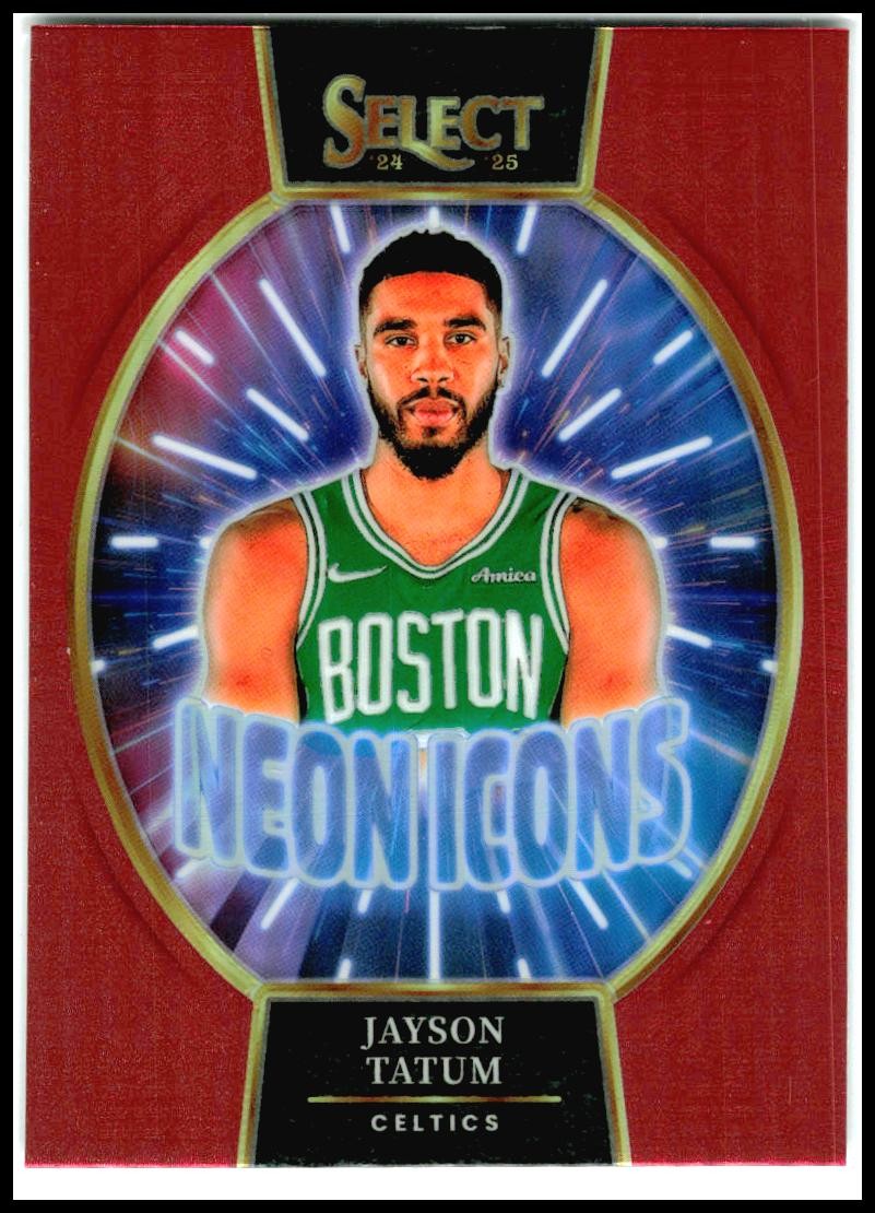 2024-25 Panini Select Neon Icons Red Prizms #18 Jayson Tatum Boston Celtics