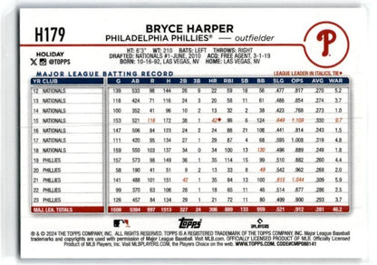 2024 Topps Holiday #H179 Bryce Harper Philadelphia Phillies