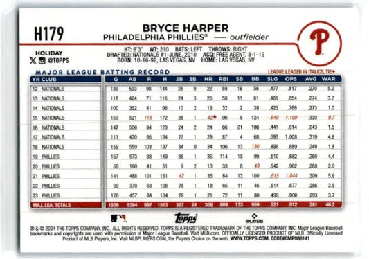 2024 Topps Holiday #H179 Bryce Harper Philadelphia Phillies