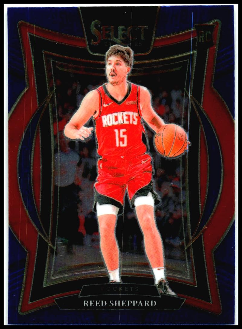 2024-25 Panini Select Blue Prizm #68 Reed Sheppard Rookie Houston Rockets